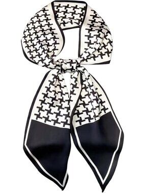 Women's A-Black Printed Square Headscarf Bandanas Hair Scarf Neck Scarves